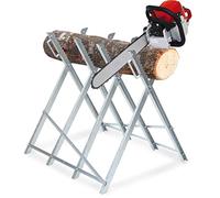 Daromigo Chevalet de sciage pliable pour tronçonneuses - 81 x 80 x 80 cm - Charge maximale : 150 kg - Métal galvanisé - Argenté