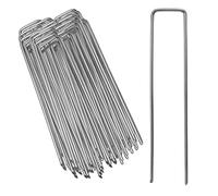 Daromigo Lot de 100 piquets d'ancrage au Sol en Acier galvanisé - 150 mm - Longueur : 25 mm - Largeur : 2,8 mm - Piquets de Sol pour Toile Anti-Mauvaises Herbes, clôture, Camping