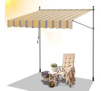 Daromigo Store de Serrage pour Balcon, 400 x 120 cm, réglable en Hauteur avec manivelle, résistant aux UV, Protection Solaire, sans perçage, pour Balcon, Jardin, Jaune et Bleu