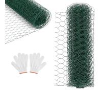 Daromigo Treillis métallique hexagonal galvanisé pour lapin, grillage métallique, grillage hexagonal, largeur des mailles 27 mm, hauteur 50 cm, longueur 25 m, vert