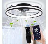 Daromigo Ventilateur de Plafond avec Lumière Ø50 cm, Plafonnier Ventilateur LED Dimmable avec Télécommande et App, 3 Températures de Couleur, 6 Vitesses, Timer 2H, Fonction Été/Hiver, Noir