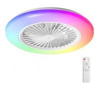 Daromigo Ventilateur de Plafond avec Lumière RGB Ø49 cm, LED Dimmable avec Télécommande et App Bluetooth, 3 Couleurs, 6 Vitesses, Timer 2/4/8H, Fonction Réversible Été/Hiver, Blanc