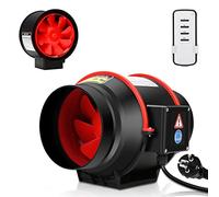 Daromigo Ventilateur tubulaire réglable - 100 mm - 310 m³/h - Silencieux - Avec télécommande sans fil - Pour salle de bain, WC, tentes de croissance, hydroponique, ventilation (noir et rouge)