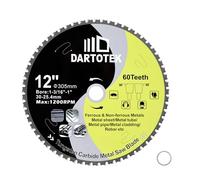 DARTOTEK Lame Scie Circulaire 305mm x 30/25,4mm TCT Disque Coupe Métal | Disque a Tronconner pour Métal, Fer, Nickel, Titane, Métaux Ferreux, 60 Dents en Carbure de Tungstène