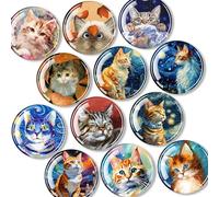 DARUITE 12 Pièces Aimant Frigo, Magnets Motif de Chat, Aimants Tableau Magnétique Ronds Décoratifs, pour la Décoration de la Maison, des Bureaux, des Réfrigérateurs et des Casiers
