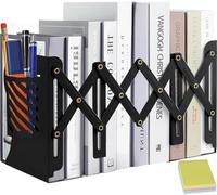 DARUITE Serre Livre en Métal Cale Livre Serre Livre Original Serre-Livres Presse Livre Serre Livres Cale Livres Etagere Bloc Livre pour Le Bureau de l'école Fournitures Scolaires(Noir avec Porte-Stylo