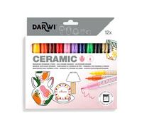 DARWI - DA0340012K01C - 12 Marqueurs Assortis Pour Céramique - Pointe 2 MM - 6 ML - DARWI CERAMIC - Peinture pour Céramique - Loisirs Créatifs - Activité Manuelle - Bricolage - 12 COLORIS