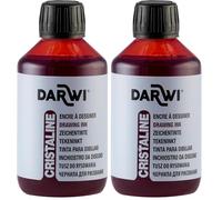 DARWI - DA2300250490C - Un flacon d'Encre à Dessiner transparente et lumineuse - Pour Enfants - Coloris Vermillon - 250 ML - DARWI CRISTALINE - Aquarellable après séchage (Lot de 2)