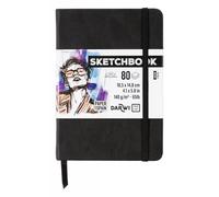 Darwi For You DF80010150001C - Carnet Cousu Sketchbook A6 10,5x14,8 cm 140g - 80 Feuilles Papier Dessin Blanc - Couverture Rigide Noir