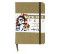 Darwi For You DF80010150005C - Carnet Cousu Sketchbook A6 10,5x14,8 cm 140g - 80 Feuilles Papier Dessin Blanc - Couverture Rigide Kaki
