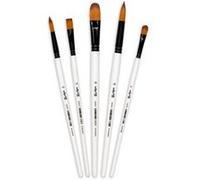 Clairefontaine – Set de 5 pinceaux acrylique DFY, moyens (tailles 8/10/12/16/18) – Blanc