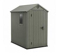 Darwin 4x6 - Abri jardin 125,8x205,10x117 cm 1 porte rangement outils effet bois Evotech+ résine verte