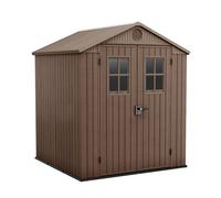Darwin 6x6 - Abri jardin 190x221x183 cm 2 portes rangement outils effet bois Evotech+ résine marron