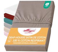 Darymex Drap-Housse 160x200 cm, Coton Satin, Beige Foncé, Matelas 20 cm | Drap-housse satiné lisse et brillant, coton doux, maintien élastique, chambre, hôtel, maison d'hôtes