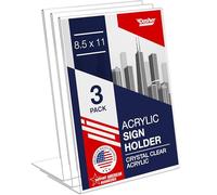 Dasher Products Supports de panneau en acrylique à dos incliné A4 - Cadre photo transparent pour panneaux, brochures, dépliants, menus, affichage - Tableau à message en Plastique (8.5x11 - Lot de 3)