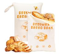 DASIAUTOEM Lot de 2 sacs à pain réutilisables en cire d'abeille avec | Sac à pain en cire d'abeille, sacs à pain en lin avec cire d'abeille naturelle, rangement du pain pour pain à la levre et