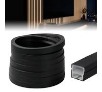 DASIAUTOEM Profilé LED en silicone - 6 m - Flexible - Diffuseur - 12 x 12 mm - Avec embouts - Clips de montage - Étanche - Pour panneaux acoustiques - Lumière néon homogène - Noir