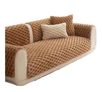 DASJKDI Housse de canapé Jacquard en Polaire Chaude, Lignes Courbes, avec Support antidérapant, for Salon, décoration Automne/Hiver pour Salon et canapé(Khaki,90x70cm)