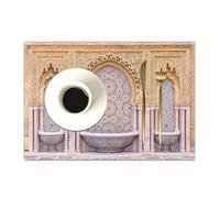 DASNK Lot de 4 Sets de Tables Lavables Antidérapant Résistant à l'usure à la Chaleur, Facile à Nettoyer et Stocker,Fontaine Marocaine typiquement Marocaine en faïence dans la Ville de Rabat,45x30cm