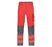 DASSY® Odessa Pantalon de sécurité été avec poches genouillères Rouge fluo/Gris ciment 53