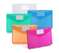 DATEFUN Pochette Plastique A4 Tridimensionnels 10pcs, 5 Couleurs | Pochette Transparente A4 Imperméable Pour 300 Feuilles, Perforée 11 Trous, Idéal Pour Bureau, École & Maison