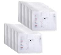 DATEFUN Pochette Plastique A4 Tridimensionnels 20pcs, Blanc | Pochette Transparente A4 Imperméable Pour 300 Feuilles, Perforée 11 Trous, Idéal Pour Bureau, École & Maison