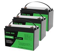 DATOUBOSS 3 * Batterie 12V 100Ah LiFePO4, Batterie Lithium avec BMS 100A, 4000-15000 Cycles Profondes, 1280Wh Energie, Prise en Charge en Connexion Série/Parallèle, pour Camping-Car, Système Solaire