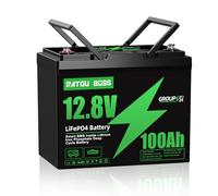 DATOUBOSS Batterie Lithium LiFePO4 12V 100Ah 1280Wh avec BMS 100A, Plus de 15 000 Cycles Profonds, Connexion en Série/Parallèle, Idéale pour Camping-Car, Solaire, Marine et Maison