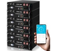 DATOUBOSS Lot de 6 batteries LiFePO4 48 V 100 Ah 5,12 kWh, plus de 15 000 cycles, batterie serveur rack 3U avec contrôle Bluetooth et application, 100 A Smart BMS, RS485/CAN, pour système PV, hors