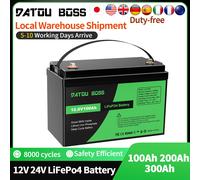 DATvissed-Batterie BOSS veFePO4 12V avec BMS, 8000Cycles, 100A, 200A, 300A, Onduleur, Hurhome, Système Solaire, Bateau, Ménage, Solaire 12V100Ah-L Upgraded