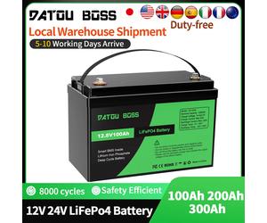 DATvissed-Batterie BOSS veFePO4 12V avec BMS, 8000Cycles, 100A, 200A, 300A, Onduleur, Hurhome, Système Solaire, Bateau, Ménage, Solaire 12V100Ah-L Upgraded