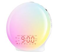 D'aube Réveil Lumière Bluetooth, Eveil Matin Lumineux Lampe de Chevet | Simulateur d'Aube et Crépuscule, 2 Réveils Snooze, 20 Niveaux de Luminosité, 22 Sons Naturels, 17 Couleurs, Veilleuse Enfant