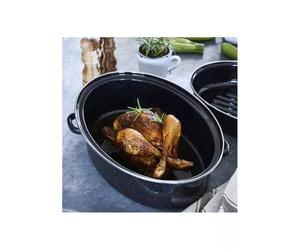 DAUBIERE Rôtissoire Cocotte Roaster ovale Acier Emaillé BAUMALU NOIR D42