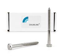 DAUMLINK Vis à Bois Hexagonales Acier Inoxydable DIN 571, M6x60 mm, 25 pièces