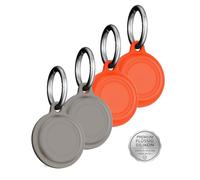 daunke Lot de 4 coques de protection en silicone anti-perte pour tracker Motorola Moto Tag - Anti-rayures - Orange et gris