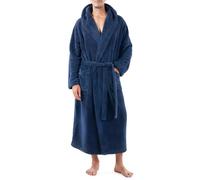DAVID ARCHY Peignoir à capuche en microfibre polaire douce pour homme, B3, bleu marine, Large