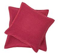 David Fussenegger Sylt Housse de Coussin Unie avec Point décoratif, Rouge Bordeaux, 40 cm x 40 cm