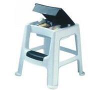 Tabouret marche-pied - 2 marches - avec rangement - gris