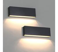 DAWALIGHT Applique Murale 2 Pack Éclairage Mural d'extérieur LED 6W 3000K Blanc Chaud Intérieure Extérieure IP65 Appliques de Salle de Bain Salon Rentrée Cour Jardin, Plastique, Gris Foncé