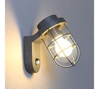 DAWALIGHT Applique Murale Capteur de Mouvement Alimentée par secteur IP44 étanche Lampes d'extérieur en verre avec douille E27 pour patio jardin porte d'entrée, Gris foncé