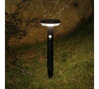 DAWALIGHT Borne Lumineuse Extérieure Solaire avec Détecteur 3 Modes 3000K LED Lampadaire Exterieur avec Piquet IP44 Étanche Lampe Borne pour Jardin Chemins Allées Pelouse, Acier inoxydable, Noir
