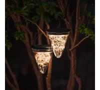 DAWALIGHT Lanterne Solaire Exterieur Jardin Lot de 2 Lanternes d'extérieur avec 3000K LED Guirlande Lumineuse 3 Modes Lampe Solaire a Suspendre Étanche IP55 pour Décoration Balcon Fête Arbre Cadeaux