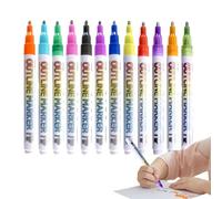 DAWCBVJQ Marqueurs de Contour - 12 Couleurs Indélébiles Fournitures D Art Et D Artisanat - Marqueur De Peinture Permanent | pour École Cartes Filles Cadeaux pour Bas de Noël Adolescents Pâques