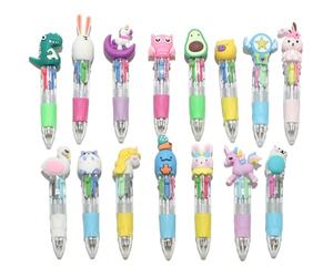 DAWOOWF 15 Pièces Stylos 4 Couleurs, Mini Stylo Rétractable avec Dessins 3D, Cadeau Anniversaire Enfant Fille Garçon 5-10 Ans, Cadeau Invite Anniversaire Enfant,Goodies et Petits Cadeaux Invités