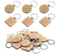 DAWRIS Porte-clés en bois - Porte-clés trèfle à quatre feuilles - Porte-bonheur - Porte-bonheur - Porte-bonheur - École - Porte-bonheur - Porte-bonheur, jaune, M
