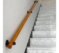 Dawselod 50cm Main courante en bois, Main courante d'escalier avec supports de tuyau industriel, Main courante murale ronde antidérapante, Barre d'appui intérieur et extérieur pour personnes âgées