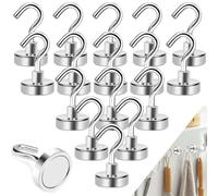 Dawumin 16 PCS Aimants Néodyme Puissants 16mm, 10KG Super Puissant Crochets Magnétiques pour Réfrigérateurs, Cuisines, Garages, Camping