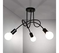 DAXGD Plafonnier Industriel Vintage, 3 Lumières E27 Lampe de Plafond en Metal, Noir Lustre Luminaire Plafonnier pour Salon, Salle à manger, Chambre, Cuisine, Couloir, Diamètre 55CM (Sans ampoules)