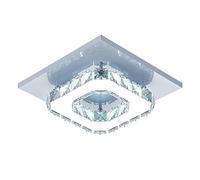DAXGD Plafonnier LED en cristal, lustre cristal 12 W, plafonnier moderne carré, lampe de plafond pour couloir chambre à coucher, diamètre 20 cm, 6 500 K, lumière blanche froide
