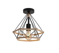 DAXGD Plafonnier lustre industriel, Eclairage plafond en Métal Cage corde 26CM, Luminaire Plafonnier E27 pour chambre, cuisine, salon (Sans Ampoule)